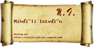 Miháli István névjegykártya